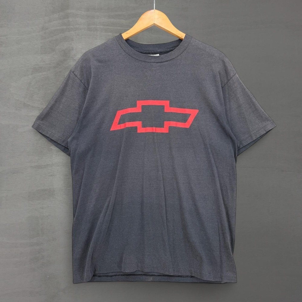 Vintage 80s Chevrolet T Shirt Grey Heartbeat of America Graphic Faded Truck XL